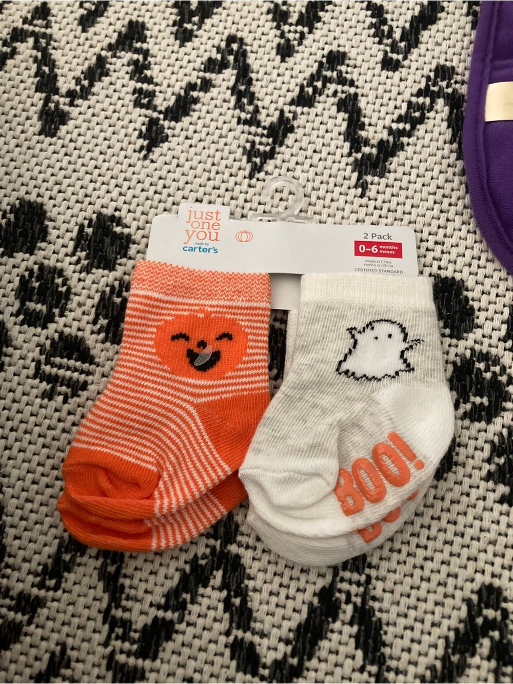 NWT Just One You made by Carter's Baby Halloween Pumpkin & Boo Ghost Crew socks